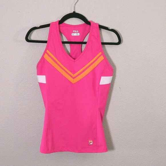 Fila Women’s Tank Top Retro Sport Y2K Active Pink Racerback Tennis Aesthetic M - Picture 1 of 7